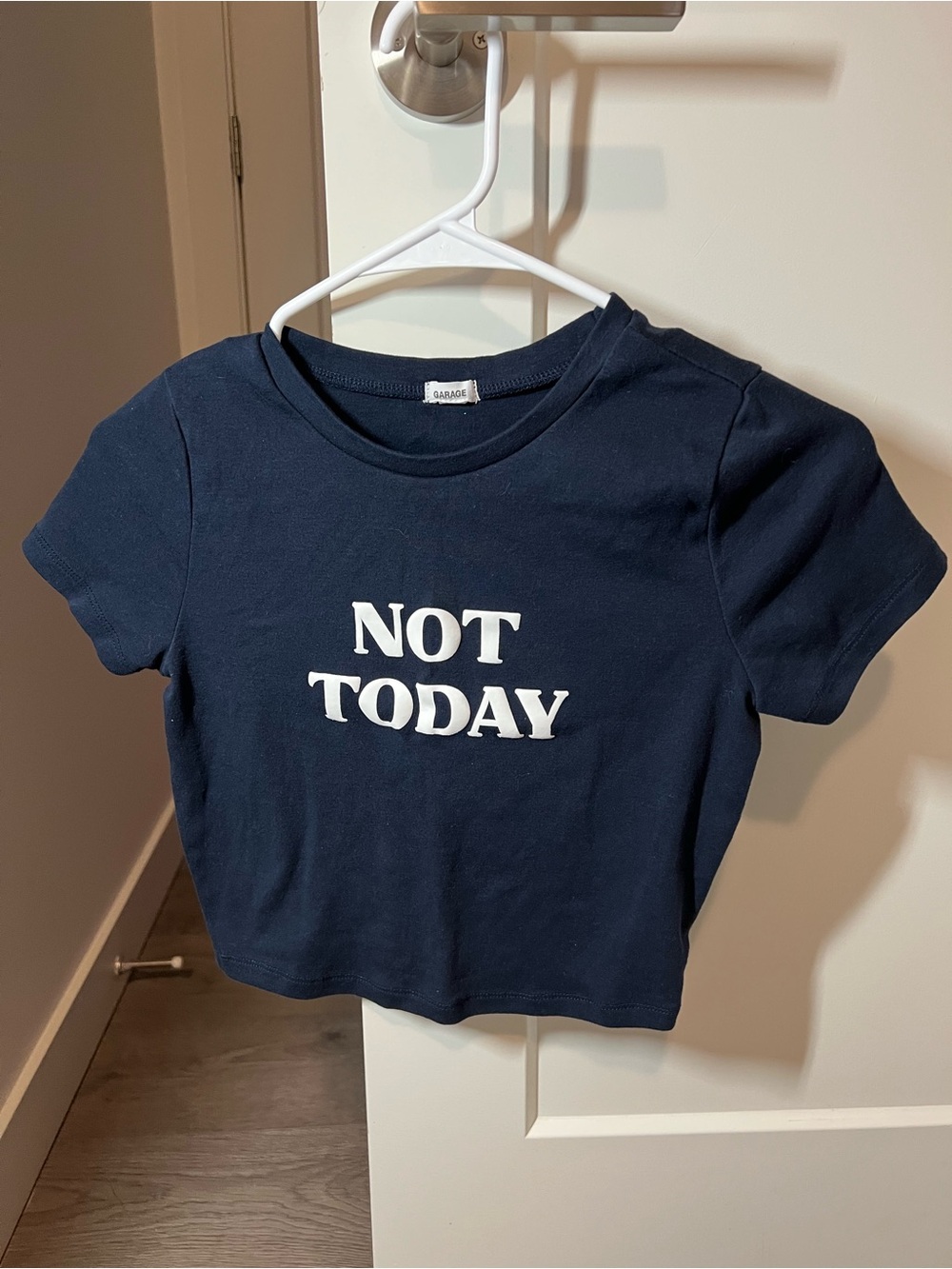Garage Not Today Graphic Baby Tee Navy Size M